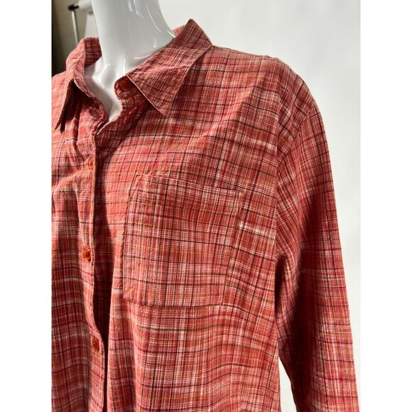 Victoria Jones Womans Red Plaid Cotton Button-Up Shirt 2X - Picture 8 of 16
